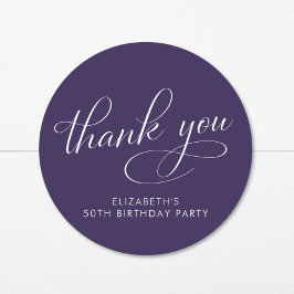 Elegant Purple 50th Birthday Party Thank You Runder Aufkleber