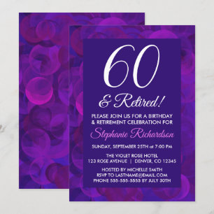 Elegant Purple 60 und Ruhestand Ruhestandsfeier Einladung