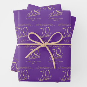 Elegant Purple 70 und Fabelhaft 70. Geburtstag Geschenkpapier Set