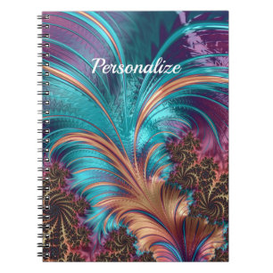 Elegant Purple Blue Abstract Feather Personalize Notizblock