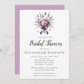 Elegant Purple Floral Bouquet Bridal Shower | Einladung