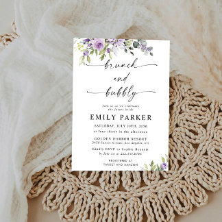Elegant Purple Floral Bridal Shower Invitation Einladung