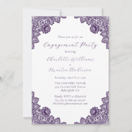 Elegant Purple Floral Lace Rustic Engagement Party Einladung