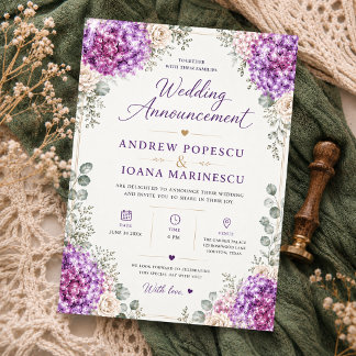Elegant Purple Floral Watercolor Hydrangea Einladung