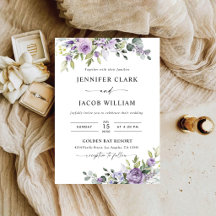 Elegant Purple Floral Wedding Invitation
