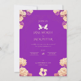 Elegant Purple Floral Wedding Invitation with Dove Einladung