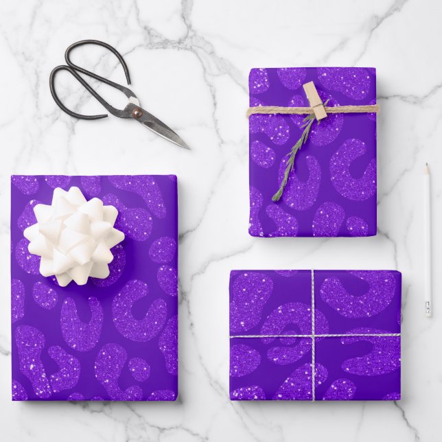 Elegant Purple Glitter  Geschenkpapier Set (Vorderseite)