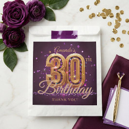 Elegant Purple Gold 30th Birthday Party Thank You Geschenktütchen