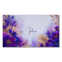 Elegant Purple Gold Floral Watercolor Magnetische Visitenkarte