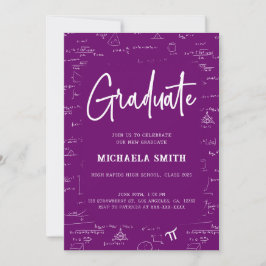 Elegant Purple Graduate Math Photo Graduation Einladung