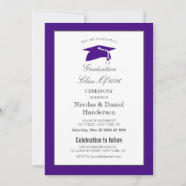 Elegant purple graduation ceremony invitation einladung