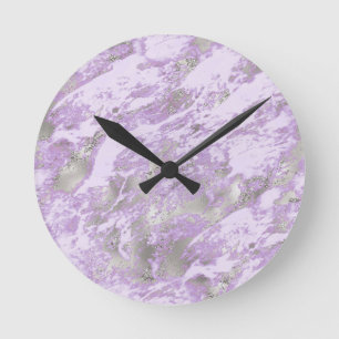 Elegant Purple Grey Abstract Chic Pattern Runde Wanduhr