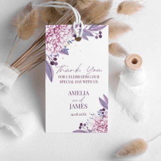 Elegant Purple Lilac Lavender Flower Boho Gift Tag Geschenkanhänger