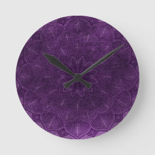 Elegant Purple Lilac Mandala Runde Wanduhr