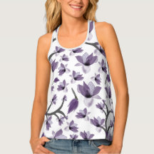 Elegant Purple Lily Floral Women's Tank Top