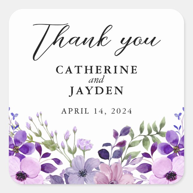 Elegant Purple Love Quadratischer Aufkleber (Vorderseite)