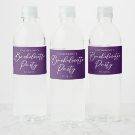 Elegant Purple Minimalist Bachelorette Party Wasserflaschenetikett