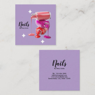 Elegant Purple Nail Technician Quadratische Visitenkarte