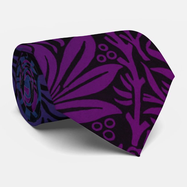 Elegant Purple Ombre Floral Pattern Krawatte (Gerollt)