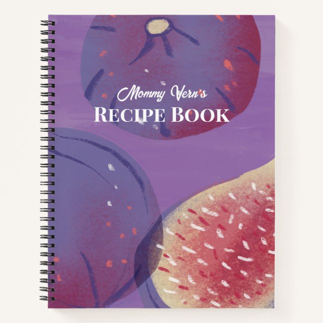 Elegant Purple Painterly Fig Fruit Recipe Notizbuch (Vorderseite)