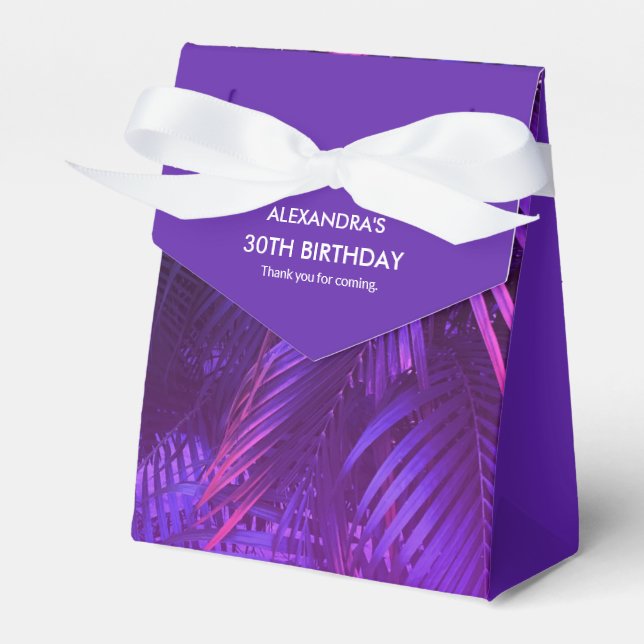 Elegant Purple Palm Leaf Favor Box Geschenkschachtel (Vorderseite)