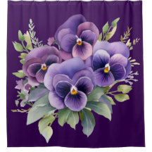 Elegant Purple Pansy Shower Curtain