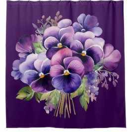 Elegant Purple Pansy Shower Curtain Duschvorhang