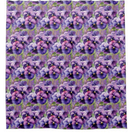Elegant Purple Pansy Shower Curtain Duschvorhang