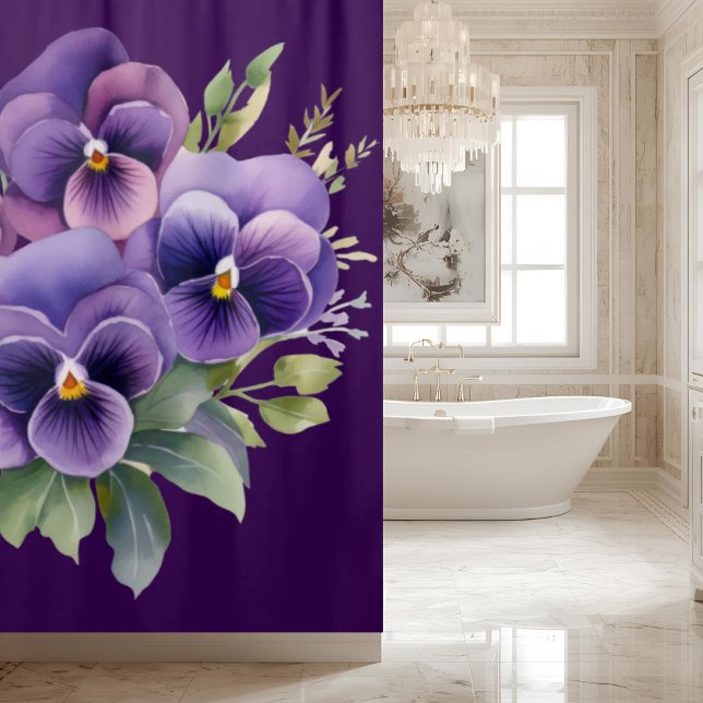 Elegant Purple Pansy Shower Curtain Duschvorhang (Von Creator hochgeladen)