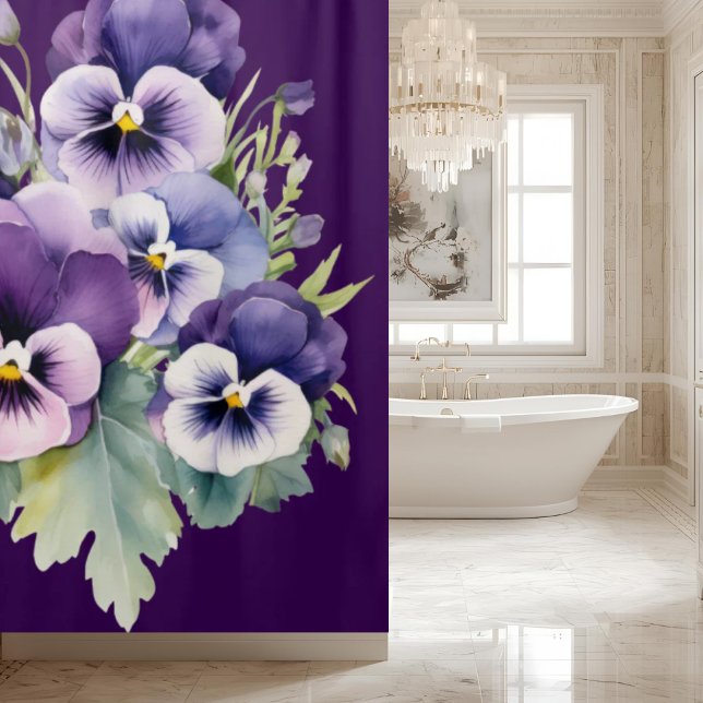 Elegant Purple Pansy Shower Curtain Duschvorhang (Von Creator hochgeladen)