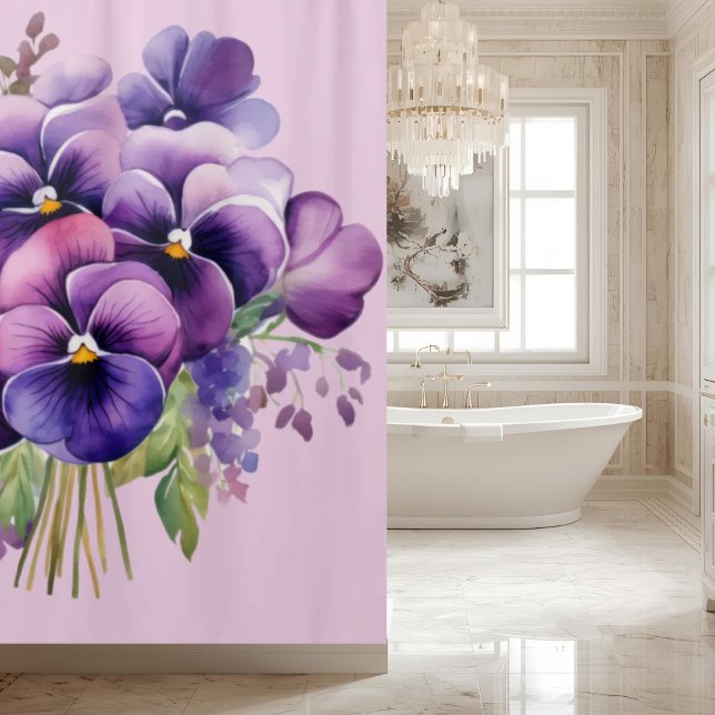 Elegant Purple Pansy Shower Curtain Duschvorhang (Von Creator hochgeladen)