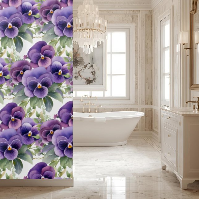 Elegant Purple Pansy Shower Curtain Duschvorhang (Von Creator hochgeladen)