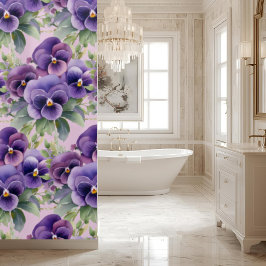 Elegant Purple Pansy Shower Curtain Duschvorhang