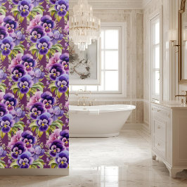 Elegant Purple Pansy Shower Curtain Duschvorhang