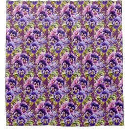 Elegant Purple Pansy Shower Curtain Duschvorhang
