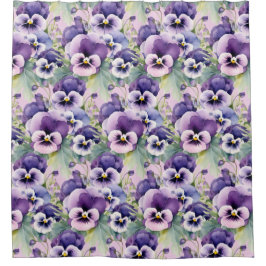 Elegant Purple Pansy Shower Curtain Duschvorhang