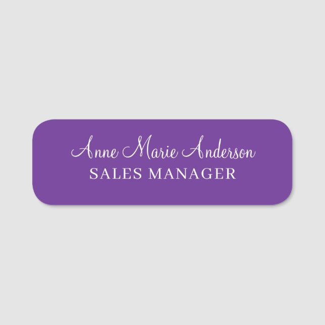 Elegant Purple Professional Name  Namensschild (Vorderseite)
