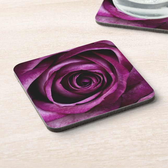 Elegant Purple Rose Close Up Getränkeuntersetzer (Linke Seite)