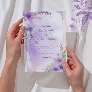 Elegant Purple Rose Wedding Invite Einladung