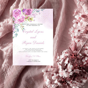 Elegant Purple Roses Wedding Invitation Einladung