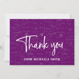 Elegant Purple Script Typography Math Graduation Dankeskarte