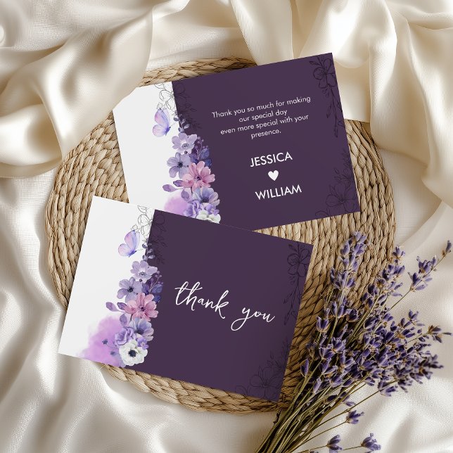 Elegant Purple Thank You Note Dankeskarte (Von Creator hochgeladen)
