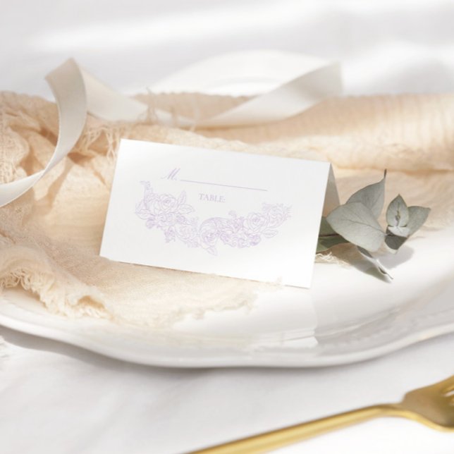 Elegant Purple Victorian Wedding Platzkarte (Von Creator hochgeladen)