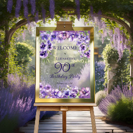 Elegant Purple Violets Floral 90th Birthday Party  Acrylschild