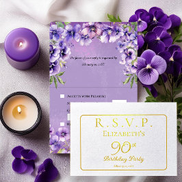 Elegant Purple Violets Floral Birthday Party RSVP Folienkarte