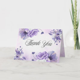Elegant Purple Watercolor wedding Dankeskarte