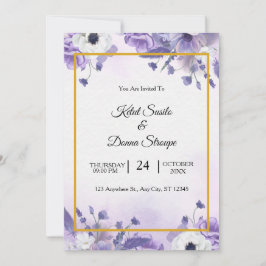 Elegant Purple Watercolor wedding Einladung