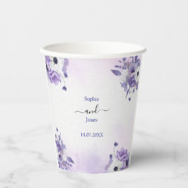 Elegant Purple Watercolor wedding Pappbecher