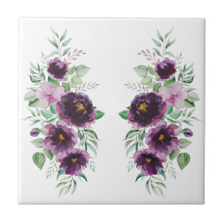 Elegant purple watercolor wisteria blue floral fliese