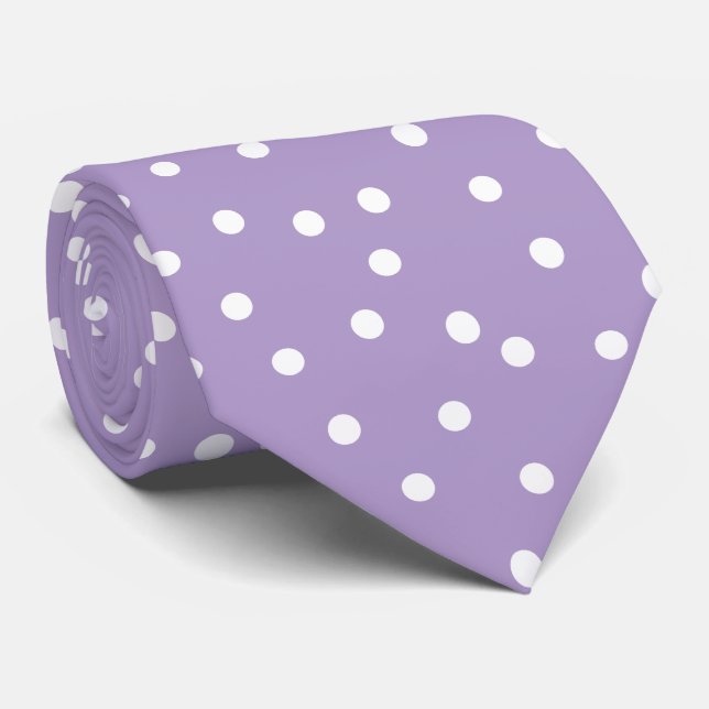 Elegant Purple White Dots Pattern Groom Gift   Krawatte (Gerollt)